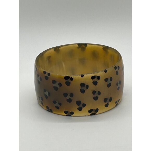 Cheetah Print Bangle Bracelet Chunky Statement Plastic Boho Chic Jewelry - Picture 4 of 7